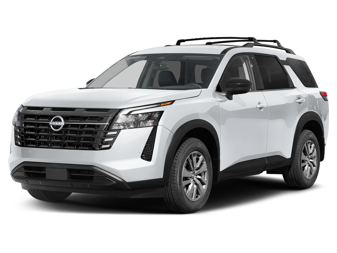 2026 Nissan Pathfinder SV in White Pearl — front three-quarter view