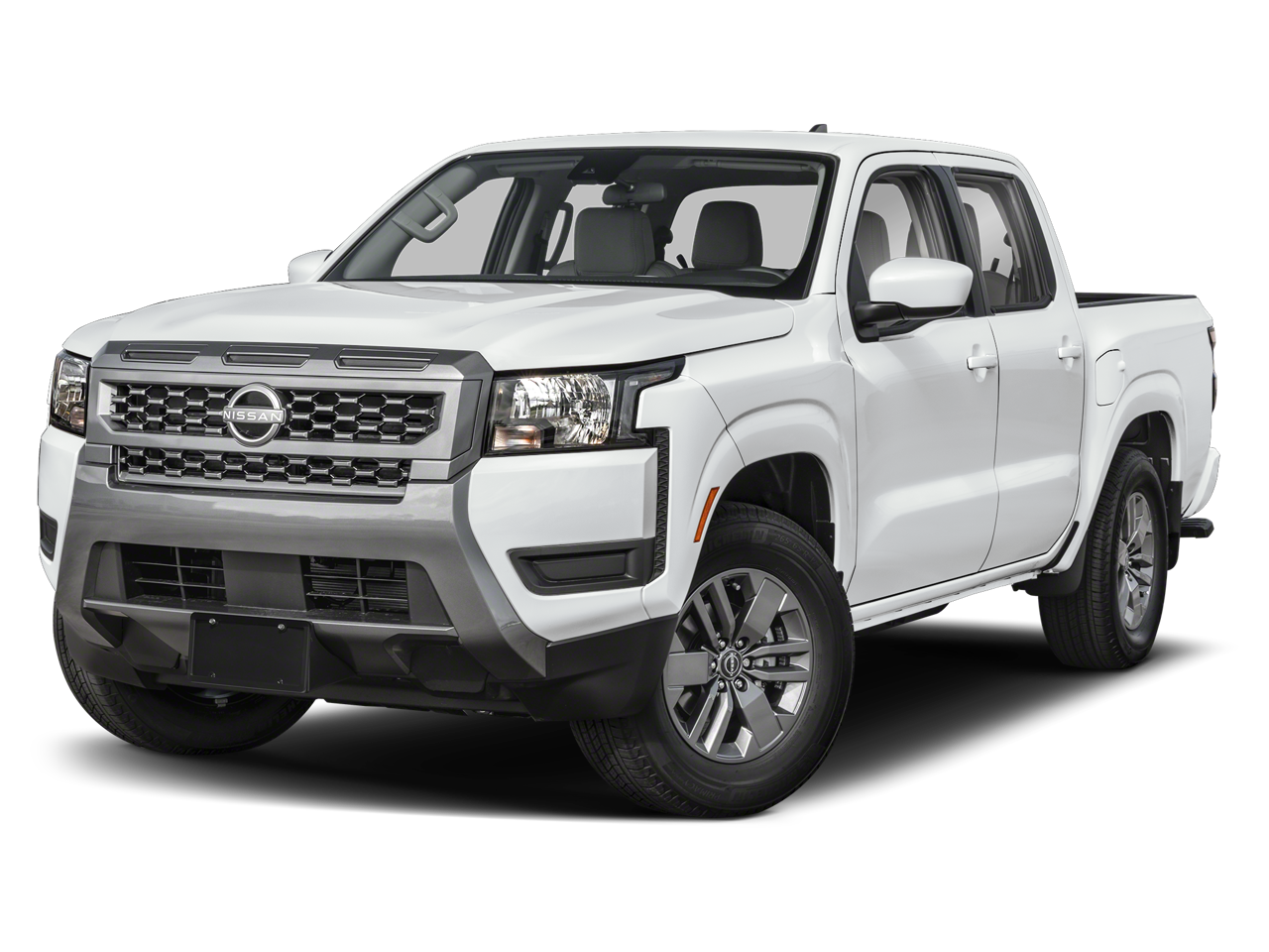 2026 Nissan Frontier Crew Cab SV in Glacier White — front three-quarter view